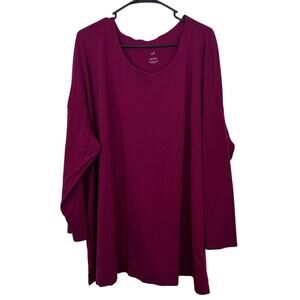 J. Jill Women’s Long Sleeve Simply Supima Scoop Neck  Tunic Size 4X Pink Magenta